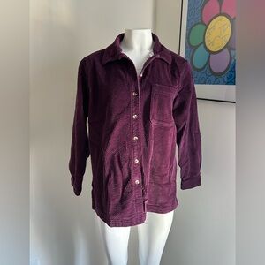 LL Bean womens Purple Corduroy Flannel Lined Button-Up Shirt Size L
